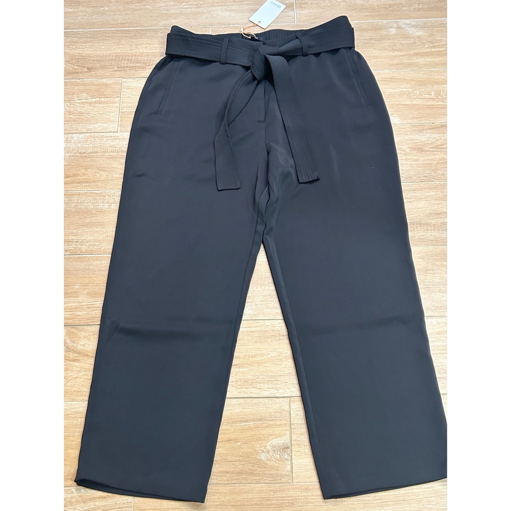 Quince Black High-Rise Wide-Leg Tie-Waist Trousers